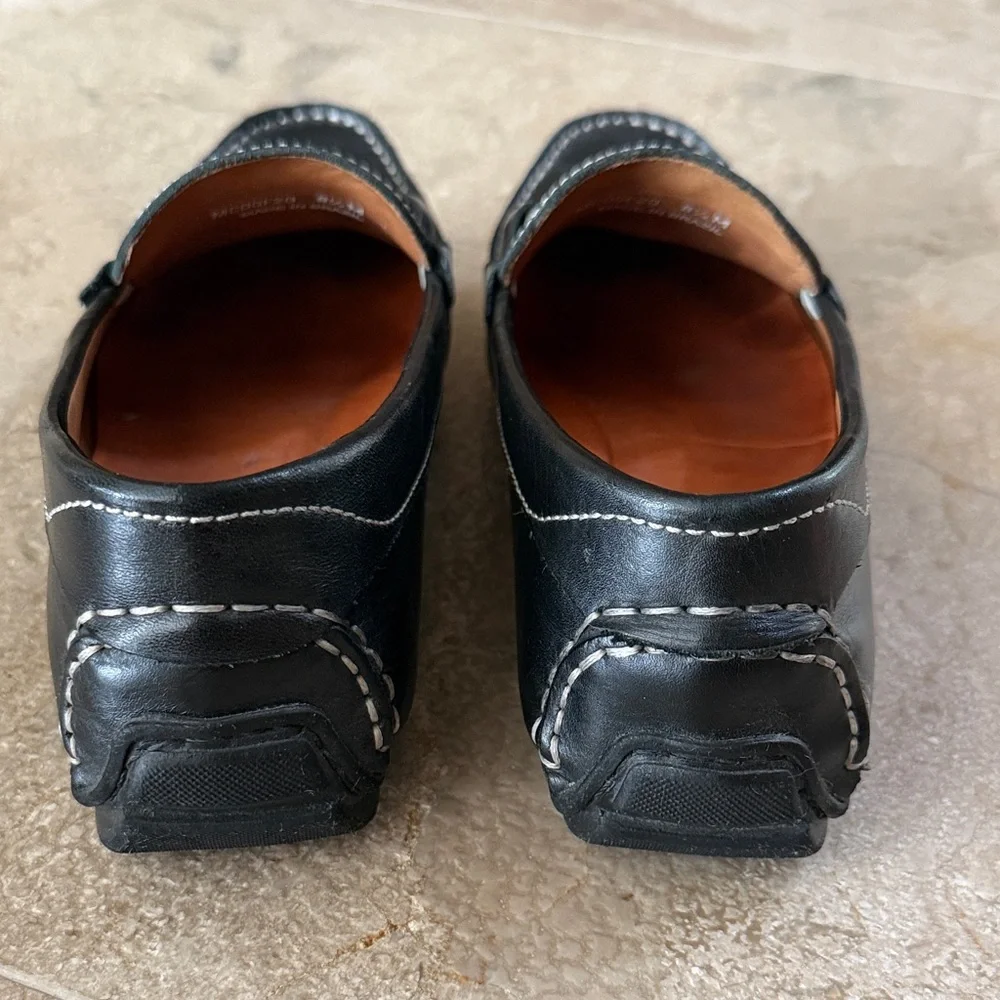 Peter Millar Black Leather Bit Loafers with Brown Insole
